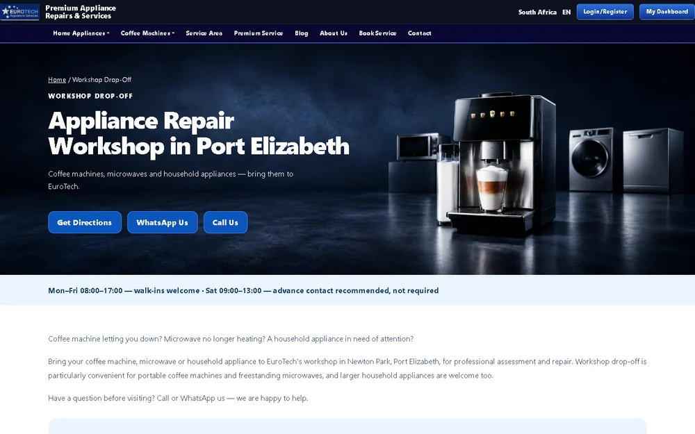 Actual saved screenshot of the EuroTech Appliance Services project